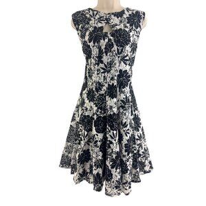Roz & Ali Black & White Cutout Floral Lace Fit & Flare Dress Size 16W 1X Plus Sz